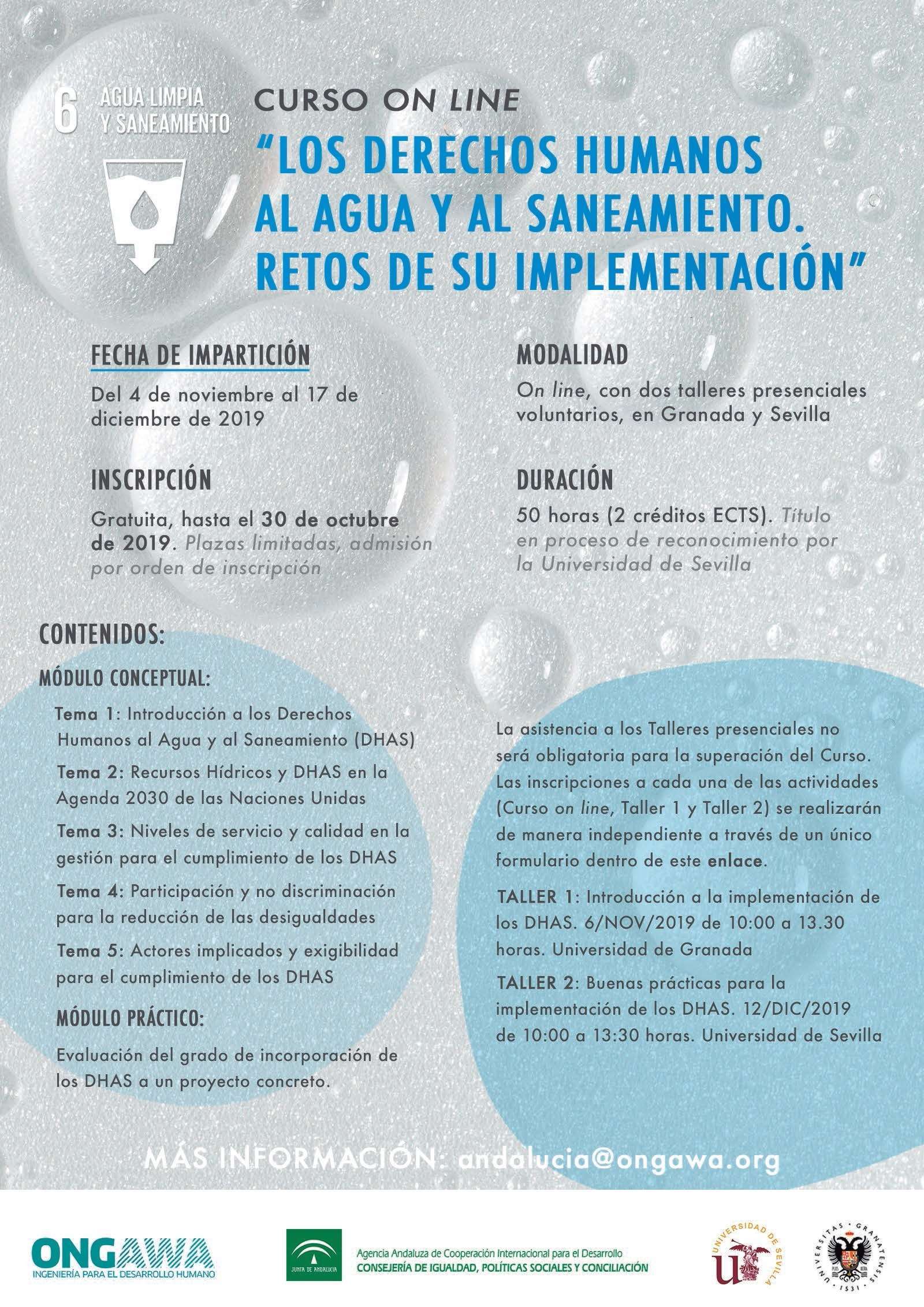 Curso On Line: Los Derechos Humanos al Agua y al Saneamiento. Retos de su implementación