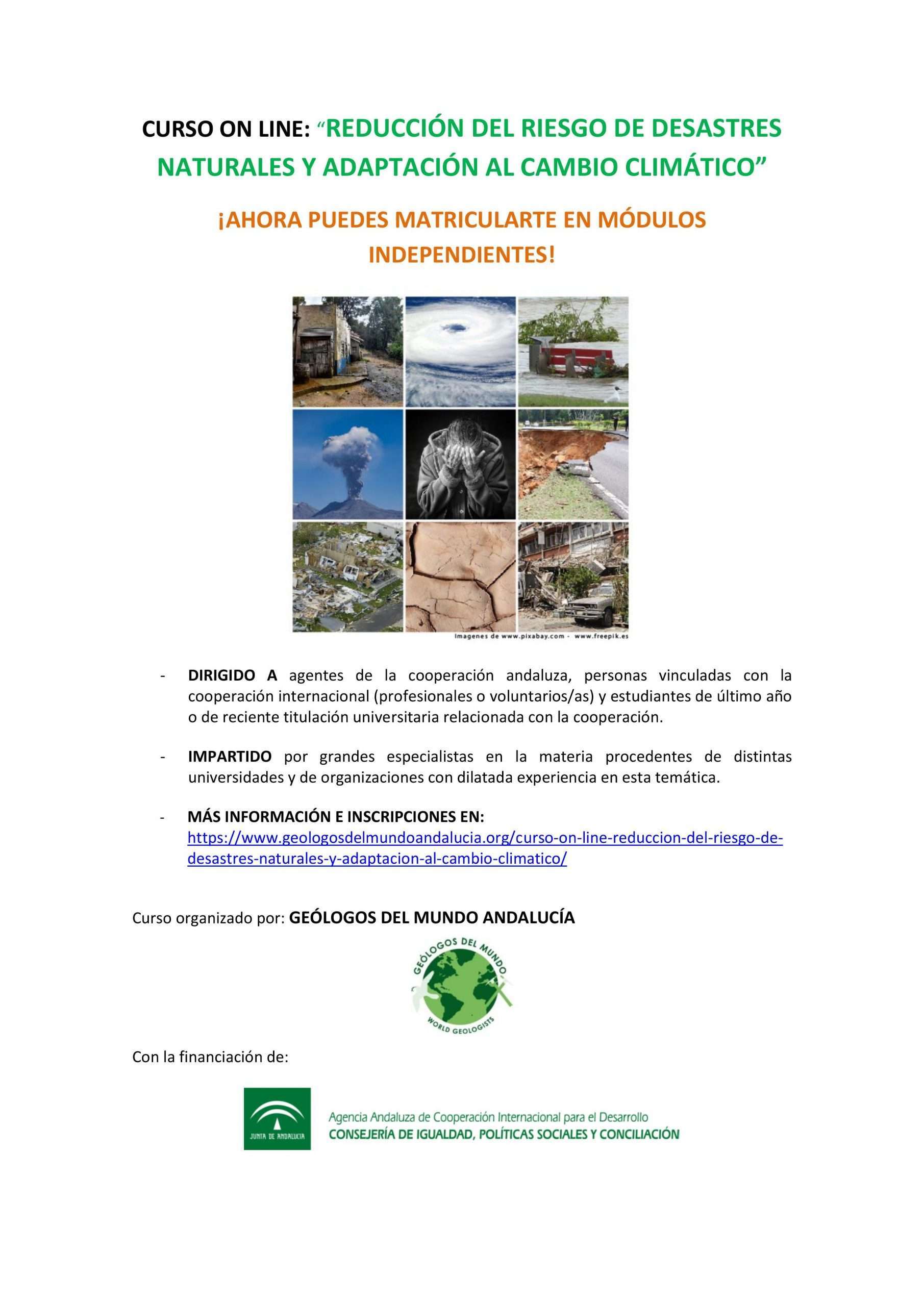 Curso on line “REDUCCIÓN DEL RIESGO DE DESASTRES NATURALES Y ADAPTACIÓN AL CAMBIO CLIMÁTICO”