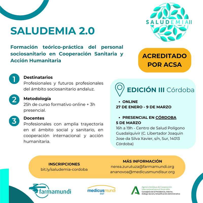 Curso Saludemia 2.0 edición Córdoba: El sector sociosanitario andaluz ante los retos globales en salud de la Agenda 2030