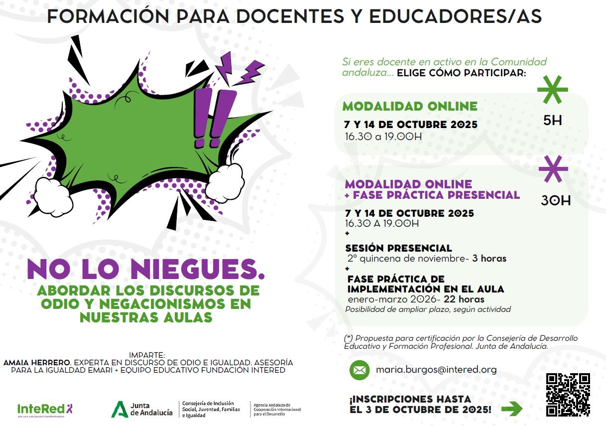Formación para docentes. Discursos de odio y negacionismos en nuestras aulas